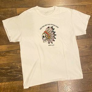 Rest Easy White Headdress Skull T-Shirt, Mens Size L